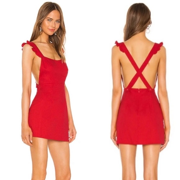 Superdown Saffron Red Sirena Ruffle Sleeve Dress by Revolve Size Small - Picture 7 of 8